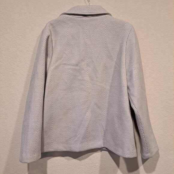 Joie Wool Blend Pea Coat Chevron Light Blue Collar 3 Buttons Outerwear sz XL - Picture 13 of 14